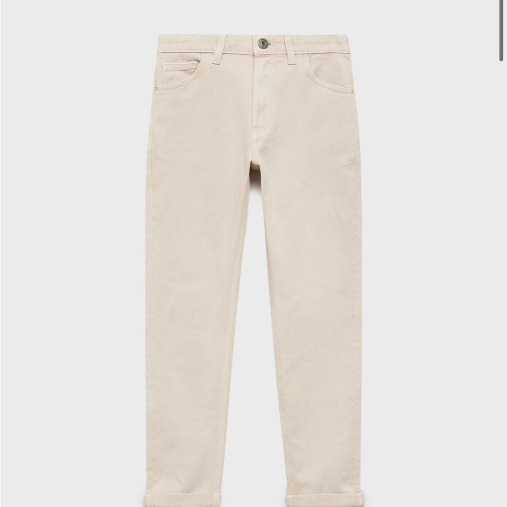 Mango Beige Straight-Leg Pants